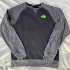 The North Face Mens Pullover Sweatshirt Green Logo Long Sleeve Size Small